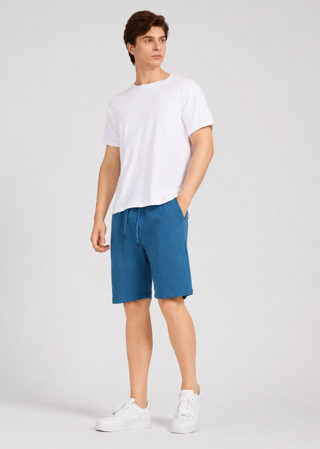Men's Casual Plain Drawstring Athletic Shorts  Loose Fit Cotton Sport Shorts with Pockets