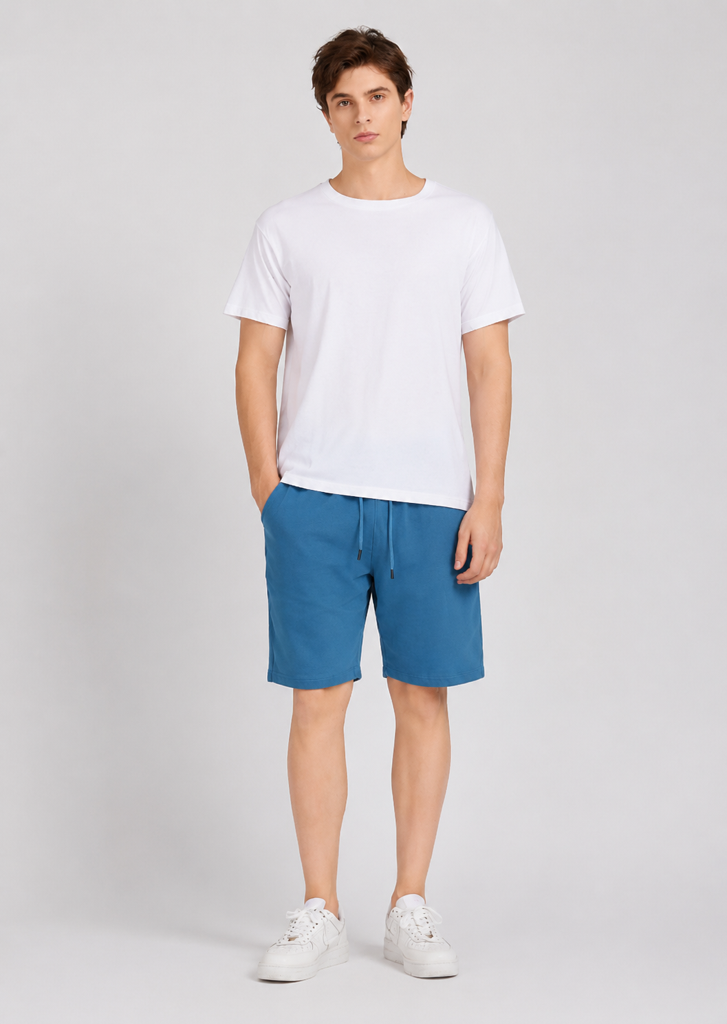Men's Casual Plain Drawstring Athletic Shorts  Loose Fit Cotton Sport Shorts with Pockets
