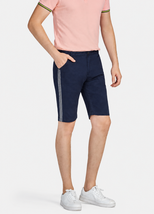 Men's Casual Striped Straight Leg Shorts  100% Cotton Summer Shorts with Button Closure