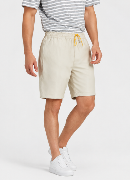 Men's Plain PU Leather Drawstring Casual Shorts  Regular Fit Summer Fashion Shorts