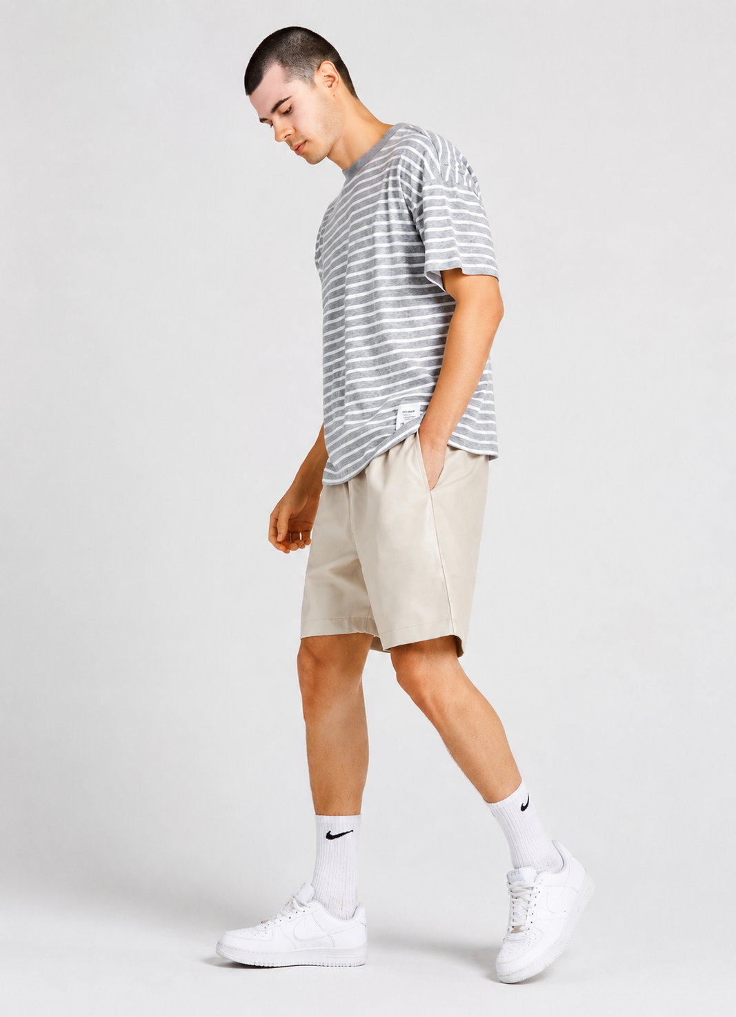 Men's Plain PU Leather Drawstring Casual Shorts  Regular Fit Summer Fashion Shorts
