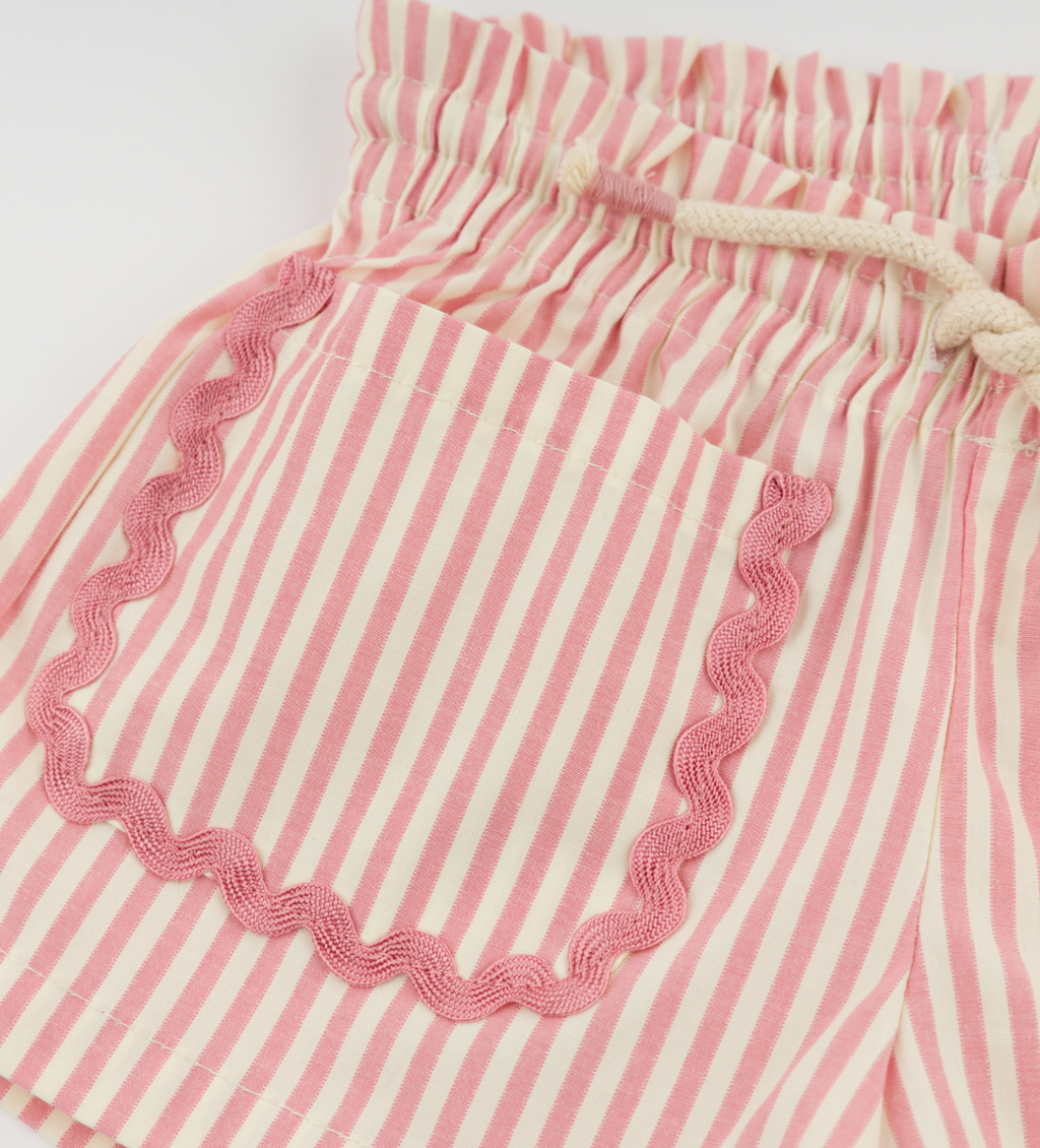 Cabana Ric Rac Libby Pocket Shorts- Faded Pink