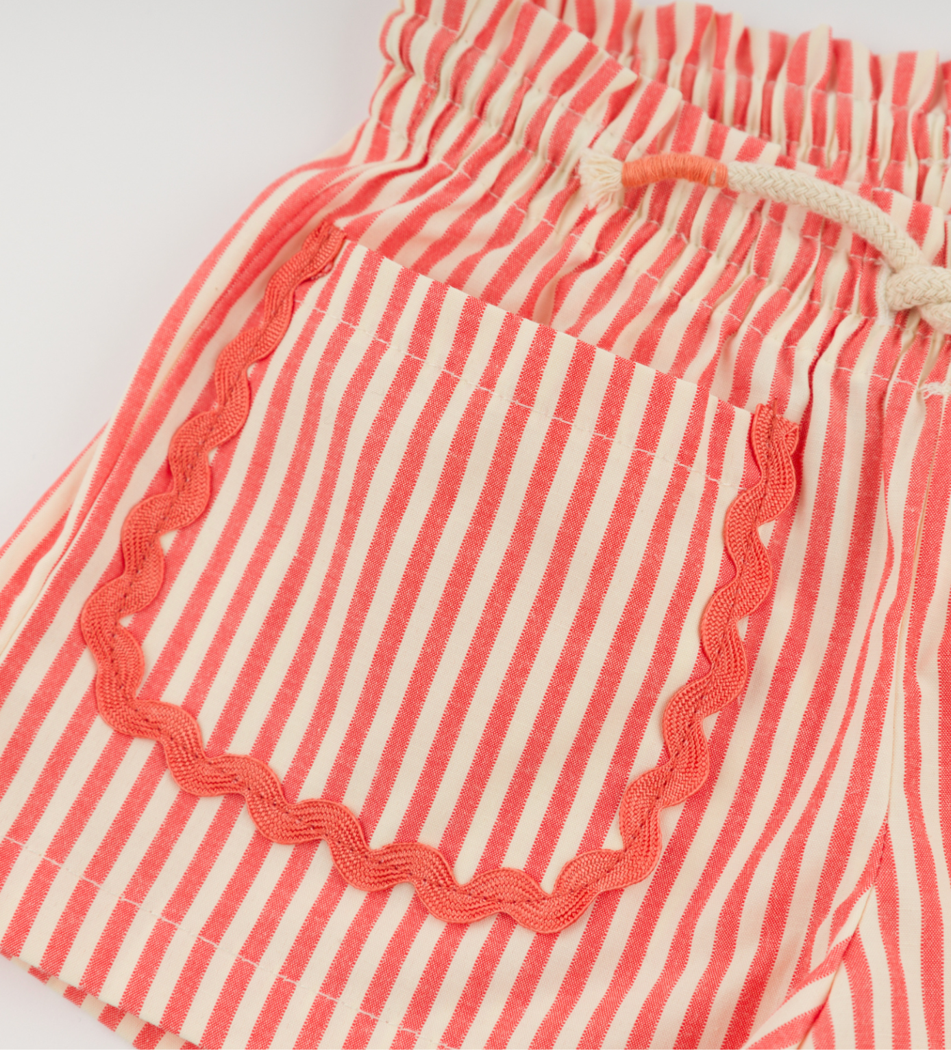 Cabana Ric Rac Libby Pocket Shorts- Faded Red