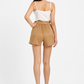 Women's High Waist Ribbed Shorts with Belt  Casual Plain Elastic Waist Summer Shorts