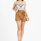 Women's High Waist Ribbed Shorts with Belt  Casual Plain Elastic Waist Summer Shorts